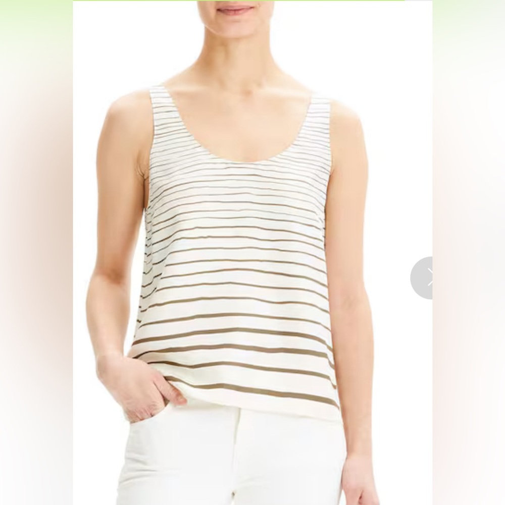 Theory Striped Scoop-Neck Silk Tank Top